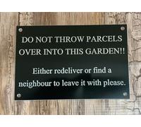 DO NOT THROW PARCELS ENGRAVED SIGN DIY HOME GATE POST DOOR PLAQUE (SILVER)