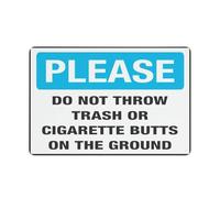 Do Not Throw Trash Or Cigarette Butts On The Ground Sign Safe Sign, Signs Outdoor, 12 X 8 In, Sign For Home, Business, Driveway Alert