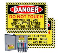Do Not Touch Stickers 'DO NOT Touch" Danger Warning Labels 5 x 7 Inch - This Will Kill You Electrical Shock Hazard High Voltage Electrocution Vinyl Warning Decals Sign Labels 4 Pack