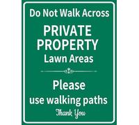 Do Not Walk Across Private Property Lawn Areas Metal Sign Keep Off Grass Yard Sign 20x30 CM Sturdy Aluminum Rust Free Weatherproof Outdoor Use