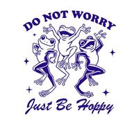 do not Worry just be Hoppy Frog Hilarious Typography Funny Animal Vintage Frog Wall Decals Paster Paper 54.6x61.1cm Removable Without Leaving Glue DarkBlue