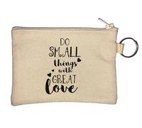 Do Small Things with Great Love Key Chain Coin Purse Beige