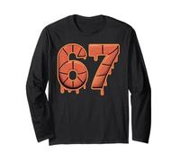Do The Math 67 Drippy Halloween Number Basketball Pattern Long Sleeve T-Shirt