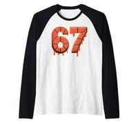 Do The Math 67 Drippy Halloween Number Basketball Pattern Raglan Baseball Tee