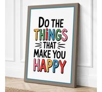 Do the Things That Make You Happy Canvas Wall Art Print 24x16 Inch | Taupe