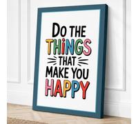 Do the Things That Make You Happy Canvas Wall Art Print 30x20 Inch | Teal