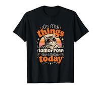 Do The Things Tomorrow for Better Today Cool Lazy Cat Retro Value Graphic T-Shirt, Men, Black, M