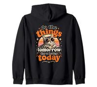 Do The Things Tomorrow for Better Today Cool Lazy Cat Retro Zip Hoodie