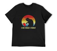 Do What I Want Cat T-Shirt for Cat Lovers Gift Unisex Tee Vintage Fur Meow Men T-Shirt Black M