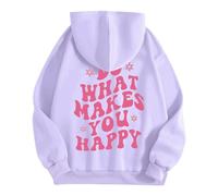 Do What Makes You Happy Women's Letter Graphic Drawstring Hoodies Long Sleeve Pullovers Sweatshirts