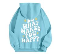 Do What Makes You Happy Women's Letter Graphic Drawstring Hoodies Long Sleeve Pullovers Sweatshirts