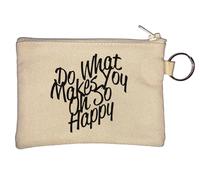 Do What Makes You Oh So Happy Key Chain Coin Purse Beige