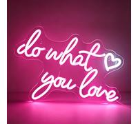 Do What You Love Neon Sign Pink LED Words Neon Light Wall Decorative Sweet LED Light Letter Led Sign for Bedroom Bar Wedding Birthday Party Valentine's Day Christmas Decor Gift 17”X11”