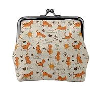 Do Yoga Be Happy Theme Orange Cats Women's Leather Coin Purse, Small Change Pouch with Kiss-Lock Clasp Closure Buckle Wallet for Girl Gift