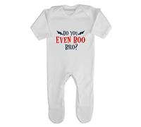 Do You Even Boo Bro Halloween Statement Baby Romper Jumpsuit with feet, 3-6 Months, White
