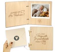 Do you want to be my godmother christening? Do you want to be my godfather? - Gift godparents christening proposal in wooden booklet with space for your baby's photo | Mikito