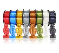 DO3D 1.75mm Silk PLA 3D Printer Filament Bundle, 8 Silk Shiny Colors: Gold/Silver/Copper/Bronze/Black/White/Red/Blue, Each Spool 250g, 8 Spools, Total 2Kg 3D Printing Material, 250g x 8 Spools