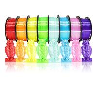 DO3D 1.75mm Silk Shiny PLA 3D Printer Filament 8 Bright Colors Bundle: Silk Yellow/Lime Green/Orange/Sky Blue/Pink/Cyan/Red/Purple, Each Spool 250g, Total 2Kg 3D Printing Material, 250g x 8 Spools