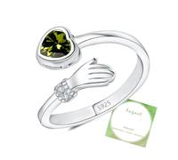 DOA Adjustable Sterling Silver Open Rings for Women, Hug August Birthstone Rings Women, Olive Thumb Ring with Cubic Zirconia