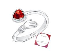 DOA Adjustable Sterling Silver Open Rings for Women, Hug January Birthstone Rings Women, Thumb Ring with Cubic Zirconia for Daughter Birthday Christmas