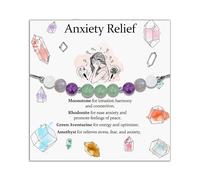 DOA Crystal Bracelet, Anxiety Relief Bead Bracelets for Womens, Crystal Bracelets Jewellery, Birthday Valentines Christmas Gifts for Her Moonstone/Green Aventurine/Amethyst