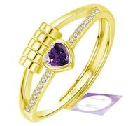 DOA Fidget Rings with Cubic Zircon, Adjustable Sterling Silver/Gold Plated Anxiety Rings for Women, Birthstone Thumb Ring for Anxiety Women with Jewellery Box&Card