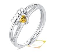 DOA Fidget Rings with Cubic Zircon, Adjustable Sterling Silver/Gold Plated Anxiety Rings for Women, Birthstone Thumb Ring for Anxiety Women with Jewellery Box&Card