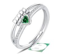 DOA Fidget Rings with Cubic Zircon, Adjustable Sterling Silver/Gold Plated Anxiety Rings for Women, Birthstone Thumb Ring for Anxiety Women with Jewellery Box&Card