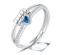 DOA Fidget Rings with Cubic Zircon, Adjustable Sterling Silver/Gold Plated Anxiety Rings for Women, Birthstone Thumb Ring for Anxiety Women with Jewellery Box&Card