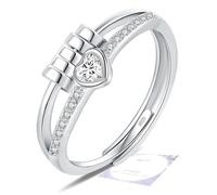 DOA Fidget Rings with Cubic Zircon, Adjustable Sterling Silver/Gold Plated Anxiety Rings for Women, Birthstone Thumb Ring for Anxiety Women with Jewellery Box&Card