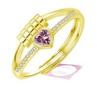 DOA Fidget Rings with Cubic Zircon, Adjustable Sterling Silver/Gold Plated Anxiety Rings for Women, Birthstone Thumb Ring for Anxiety Women with Jewellery Box&Card