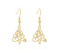 DOA Gold Christmas Tree Earrings for Women, Sparkly Zircon Xmas Earrings, Christmas Dangle Ear for Women Girls, Fashion Elegant Cute Gifts Earing