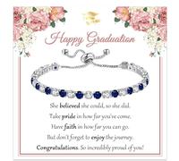 DOA Graduation Gifts for Her, 2025 Graduate Gift, Silver Tennis Cubic Zirconia Adjustable Bracelet Graduation PresentsFor Daughter Granddaughter Niece Bestie Friends（Blue）