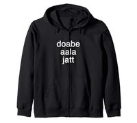 Doabe Aala Jatt Doabe Aale Punjabi Trendy Gift White Text Zip Hoodie