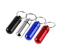 DOACT Portable Travel Pill Box, WaterProof Mini Blue Aluminum Keychain Tablet Pill Storage Box Case Home Use, Large Capacity Organiser Day Weekly Pill Box