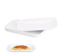 Doafoce Rectangle Serving Platters Set of 4 Tray White Melamine Plastic Serving Dishes Small Plates for Sushi, Side Dishes, Dessert, Appetizer, Buffet, Party, 21,7 x 13,4 cm
