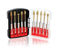 DOAGEAS 10 Pcs 1/4" Carbide Burr Set with Quick Change 1/4" Hex Shank, Double Cut Tungsten Carbide Rotary Burr Set, Double Cut Die Grinder Bits for Metalworking, Woodworking and Stone Carving