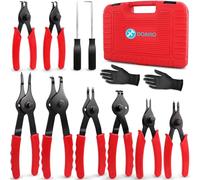 Doaho 10pcs Snap Ring Pliers Set,Heavy Internal & External Circlip Pliers,for Removal and Installation of Automotive Retaining Rings,with Straight/Bent Jaw,Hook and Pick - Storage Case