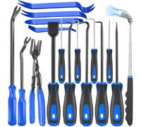 Doaho 13 PCS Precision Hook and Pick Tool Set，Incorporate Extendable Magnetic Flashlight，Fastener Remover Tool and Automotive Gasket Scraper Tool for Car Repair, Maintenance and Mechanic Work