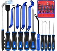 Doaho 15 Pcs Automotive Hook and Pick Tool & Trim Removal Tool Set, with Scraper, Magnetic Telescoping, Plastic Pry for Auto Engine Oil Seal O-Ring Repair, Car Interior Panel and Fastener Removal