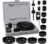 Doaho 18Pcs Hole Saw Kit, Metal Hole Saw Set, with 3/4in-5in Hole Saws, Mandrels, Drill Bits, Installation Plate, Hex wrench, Flat saw, Storage Case, for Wood,Plywood,PVC,Drywall, Plastic