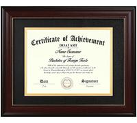 DOAI ART 8.5x11 Diploma Frame Classic Mahogany Color Display 8.5x11-inch with Black Over Gold Mat or 11x14 Document &Certificate Without Mat,Wide Molding, Gold Beads Hanging Hardware Included