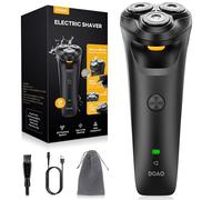 DOAO Electric Razor for Men, 100% Waterproof, Gentle on Sensitive Skin, Wet & Dry Rotary Electric Shavers for Men, Pop-up Beard Trimmer, 120 Min Shaving, 1.5H Fast Charge, Ergonomic Men's Shaver