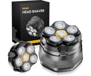 DOAO Head Shavers for Men with Replacement Head, 6D Magnetic Floating Blades, Smooth Shave in 3 Minutes, USB-C Rechargeable, 180min Runtime, Wet & Dry, Easy Clean, Anti-Slip Design, Light Grey