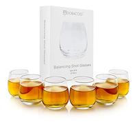 Dobaccio Cool Shot Glasses Set, Round Bottom Balancing Heavy Base Clear Glass, Tequila Vodka Scotch and Liquor Cordial Mini Cups, 2 oz, 6 pcs Gift set