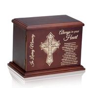 Dobango Cremation Urns for Human Ashes Adult Male Female, Wooden Urn Box and Casket for Men Women, Burial Urns for Adult Human Ashes, Holds Up to 270 LBS, Walnut(Cross)