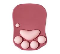 DOBAOJIA Cat Paw Mouse Pad, Ergonomic Mouse Mat with Wrist Support, Cute Kawaii Mouse Pad, for Home/Office/Gaming, Wine Red & Pink