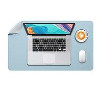 DOBAOJIA Desk Pad Large, Desk Mat, Desk Blotter, Laptop Pad, Extended Mouse Mat, Mouse Pad XL, Writing Pad for Office/Home, Dual-Side Use PU Leather Waterproof 23.6" X 13.8"(Light Blue/Silver)