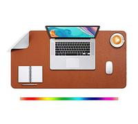 DOBAOJIA Desk Pad X-Large, Desk Mat, Desk Blotter, Laptop Pad, Extended Mouse Mat, Mouse Pad XXL, Writing Pad for Office/Home, Dual-Side Use PU Leather Waterproof 31.5" X 15.7"(Brown/Grey)