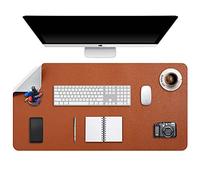 DOBAOJIA Desk Pad XX-Large, Desk Mat, Desk Blotter, Laptop Pad, Extended Mouse Mat, Mouse Pad XXL, Writing Pad for Office/Home, Dual-Side Use PU Leather Waterproof 35.4" X 16.9"(Brown/Grey)